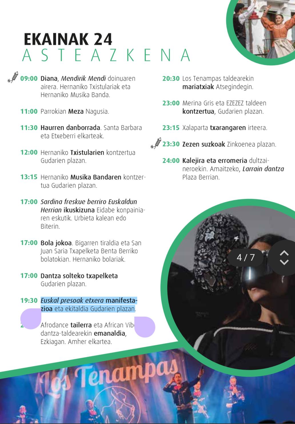 ManifestacionSAREHernaniFiestasJunioProgramaFiestas